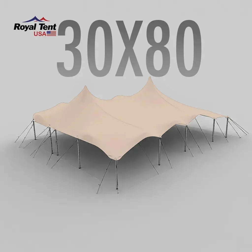 Stretch Tent 30ftx80ft | Beige Color Canopy Party Tent – Royal Tent USA